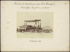 Construction of the gun turrets of Fort Pampus in the Zuiderzee, part of the Defense Line of Amsterdam. July 25, 1892.