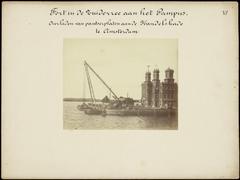 construction of gun turrets at Fort Island Pampus in Zuiderzee, 1892