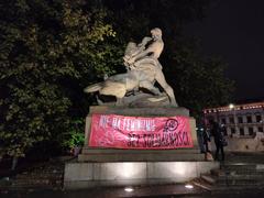 Protest against abortion restrictions in Wrocław, 30.10.2020 at Alegoria Walki i Zwycięstwa fountain