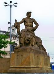 Samson on a lion statue in Wroclaw