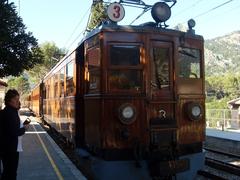 train approaching the platform in Soller, Spain