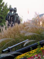 Flower clock and National Monument in English Garden, Geneva