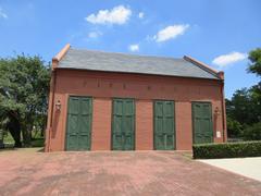 Entrance of Armstrong Park in New Orleans with a view of the iconic arched sign