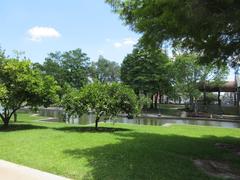 Armstrong Park entrance gate in New Orleans with the Louis Armstrong Arch in May 2017