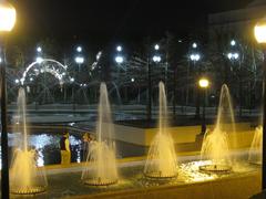 night view of Armstrong Park with Mahalia Jackson Theater