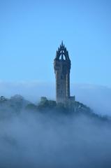 Wallace Monument in mist from the University of Stirling