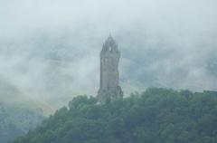 Monument to William Wallace on Abbey Craig, Scotland seen from Stirling Castle