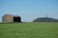 Barn at Lower Taylorton with Wallace Monument in the background