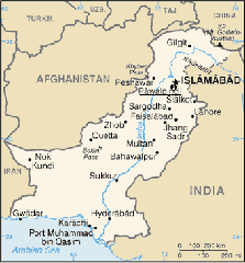 Map of Pakistan with Rawalpindi marked.