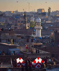 Ariel view of Raja Bazaar Rawalpindi from rooftop