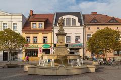 2015 Rybnik Rynek Fountain with statue of Saint John of Nepomuk