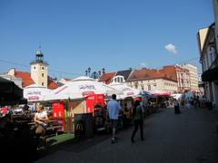 Rybnik town square with historical buildings