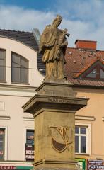 Statue of Saint John of Nepomuk in Rybnik Market Square fountain