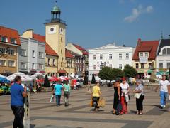 Rybnicki rynek in Poland with cultural property emblem