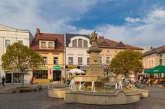 2015 Rybnik Rynek Fountain with St. John of Nepomuk statue