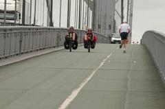 Bikers on the Forth Road Bridge