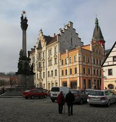 Historic town square in Loket, Czech Republic