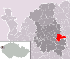 Map showing the location of Loket town within Sokolov District