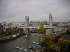 Recouvrance bridge in Brest, France viewed from the castle