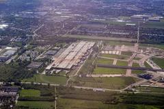 Aerial view of Vienna during landing approach at Vienna-Schwechat Airport