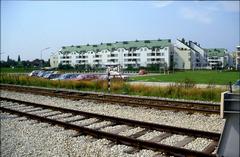 View of Marchegger Ostbahn near Hausfeldstraße, Vienna, towards the terminus of bus line 23A