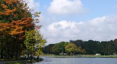 Nowa Huta Lake with anglers, Kraków, Poland