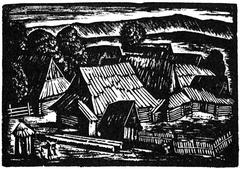 wood engraving landscape