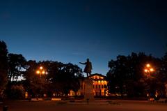 Night view of Pushkin in Russia