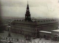 Aerial view of Christiansborg Palace from Nikolaj Church, February 4, 1939