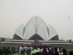 Lotus Temple in New Delhi at dusk