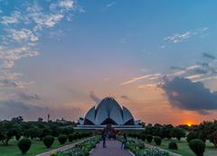 Majestic Lotus Temple at sunset