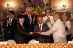 President Benigno S. Aquino III and Prime Minister Najib Tun Razak at Malacañan Palace signing ceremony in 2012