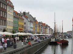 Copenhagen canal with historic buildings and boats