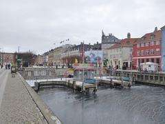 harbor boat terminal in frozen Nyhavn canal