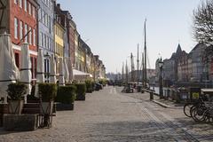 Nyhavn in Copenhagen with closed shops during the COVID-19 pandemic