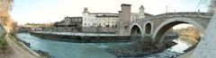 Isola Tiberina with Ponte Fabricio panoramic view