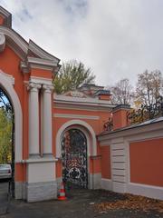 Photo of the eastern courtyard gates at Alexander Nevsky Lavra in Saint Petersburg, Russia