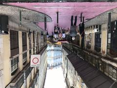 Cityscape of Lisbon with iconic yellow tram, Portugal, 2019