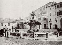 Piazza Barberini with frozen Triton Fountain by Altobelli und Molins