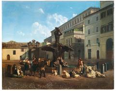 Piazza Barberini painting by Charles Quaedvlieg, 1864