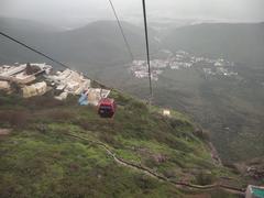 Girnar mountain and Junagadh city viewed from the Girnar Ropeway