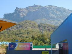 Girnar Peak and Ropeway full view, near Junagadh, Gujarat, India