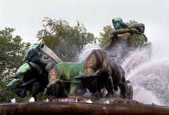 Close-up of the Gefion Fountain sculpture in Copenhagen