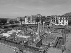 Panoramic view of Pozzuoli with buildings and coastline