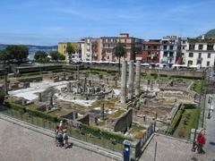 view of Pozzuoli with blue water and buildings