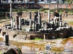 Serapis Temple remains with a clear blue sky