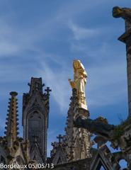 Vierge à l'Enfant sculpture at Tour Pey Berland of Saint-André Cathedral in Bordeaux