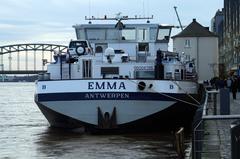 Tanker ship Emma at the Rheinauhafen quay wall in Cologne