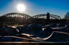 Skatepark at Hafenpark in Frankfurt