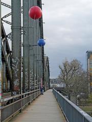 Deutschherrnbrücke with Sonic Vista sound installation in 2016, viewed from the south